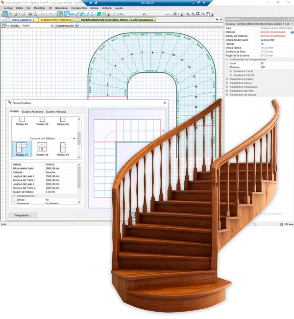 Diseño complejo de escalera en curva con StairDesigner